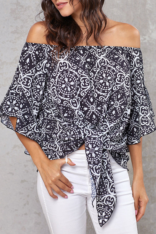 Style Spotting Off the Shoulder Print Top - 4 Colors