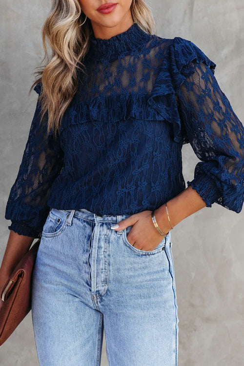 Couldn't Be Better Lace Ruffled Top - 3 Colors