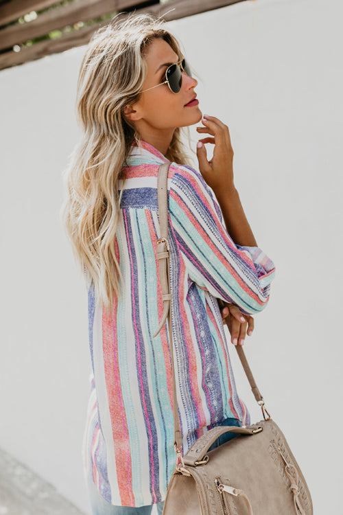 Mahina Rainbow Stripe Long Sleeve Shirt