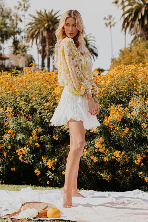 Out In The Sun Floral Printed Smocked Top