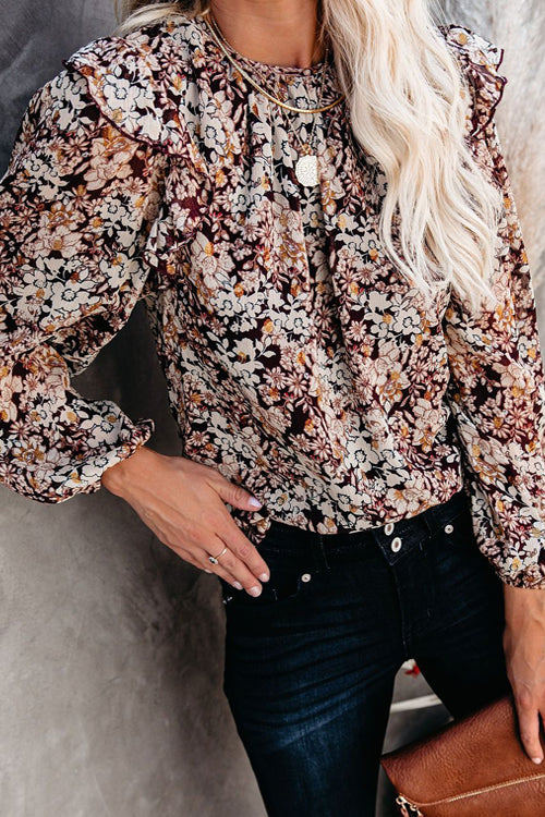 Delight Hunter Floral Print Long Sleeve Top