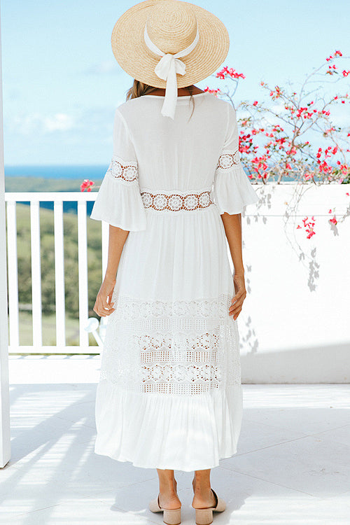 Lace Embroidered Flare Maxi Dress