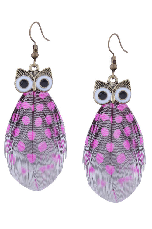Owl Feather Cute Earrings