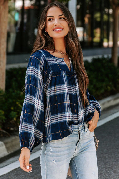 Weekend Moments Plaid Long Sleeve Top - 4 Colors