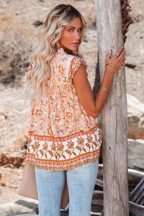 Out With You Lace Boho Print Top - 2 Colors