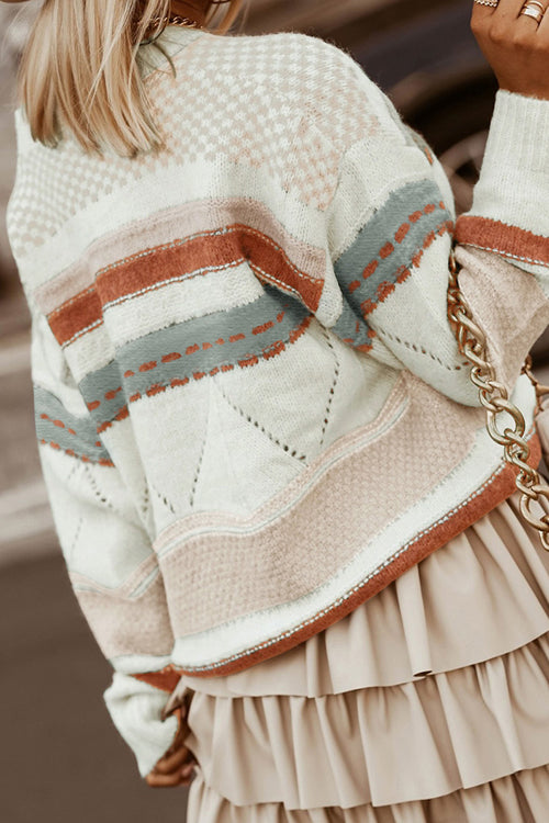 Can't Help But Love Boho Striped Knit Sweater - 2 Colors