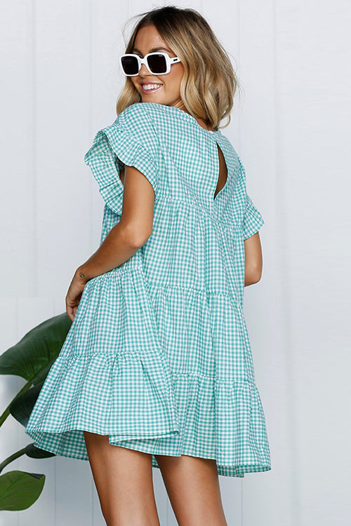 Tartan Layered Ruffle Sleeve Baby Dress - 3 Colors