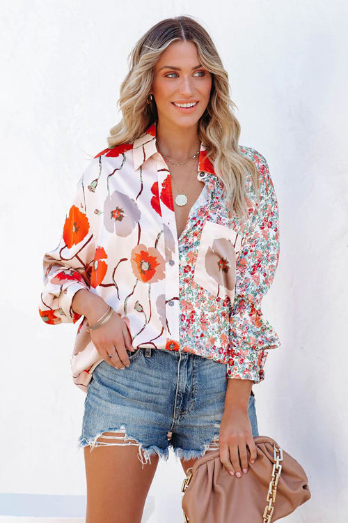 Wild Confidence Mix Print Button Down Top