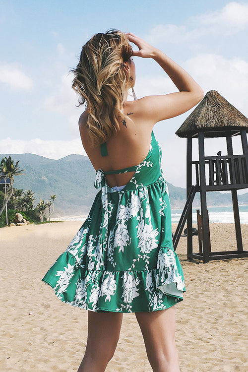 Green Print Beach Dress