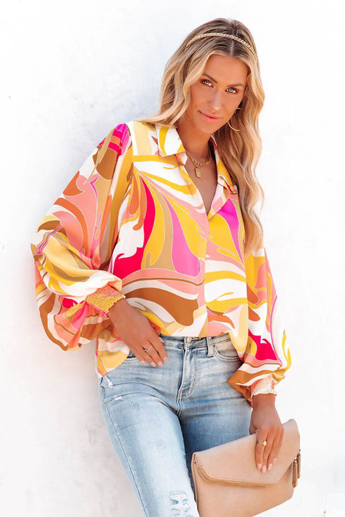 Getting Glam Printed Statement Sleeve Top