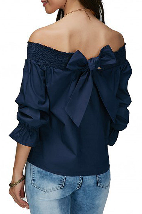 Off the Shoulder Bowknot Blouse