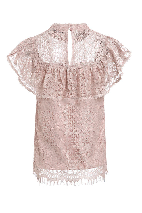 Cass Cream Lace Overlay Short Sleeve Top - 3 Colors