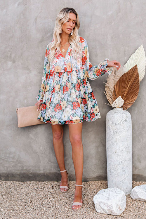 Live Free Floral Print Mini Dress