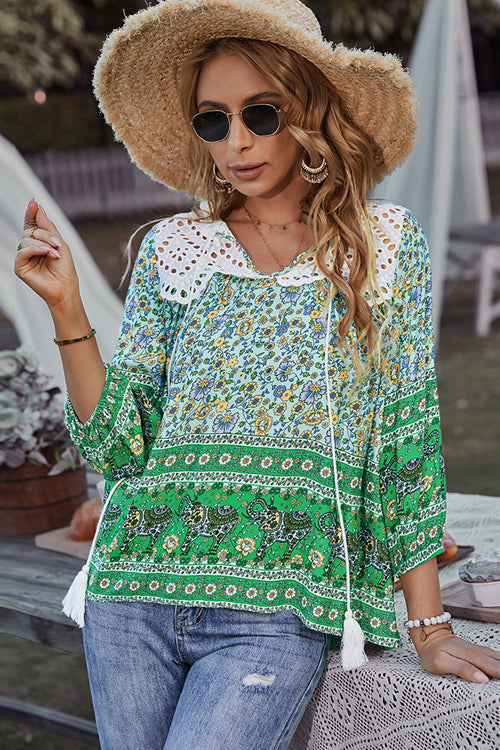 In The Summer Lace Boho Print Top - 3 Colors