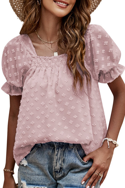 On The Spot Swiss Dot Short Sleeve Top - 5 Colors