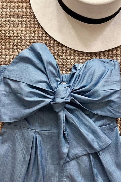 Denim Bowknot Romper