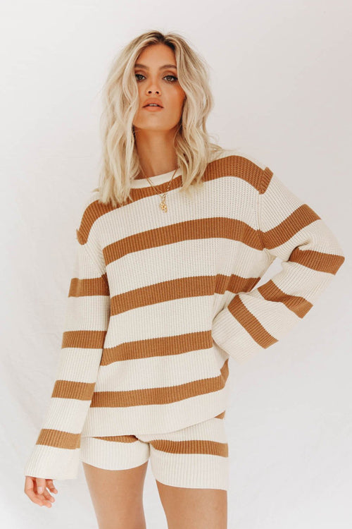 After Sundown Striped Knit Sweater Suit - 2 Colors