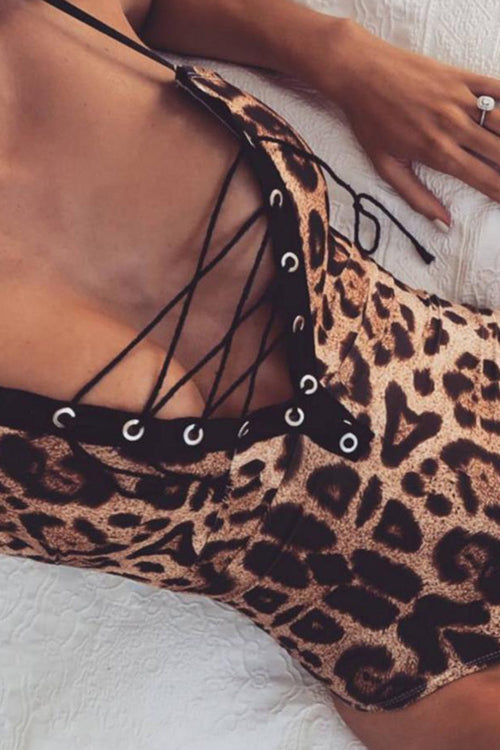 Leopard Print Tie-front Bodysuit