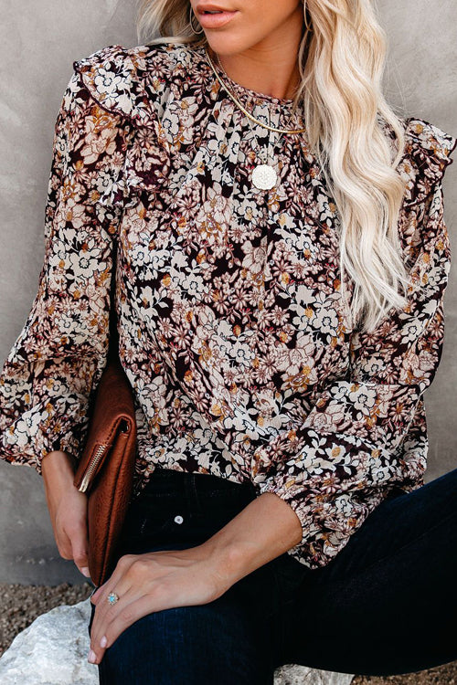 Delight Hunter Floral Print Long Sleeve Top