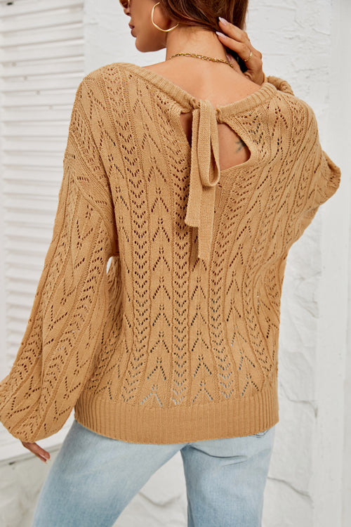 More To Love Tie-Back Knit Sweater - 2 Colors