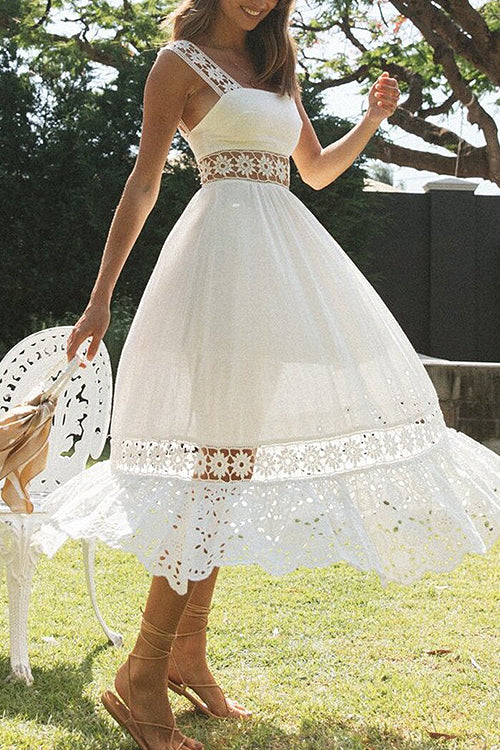 Elevated Sweetie White Lace Sleeveless Maxi Dress