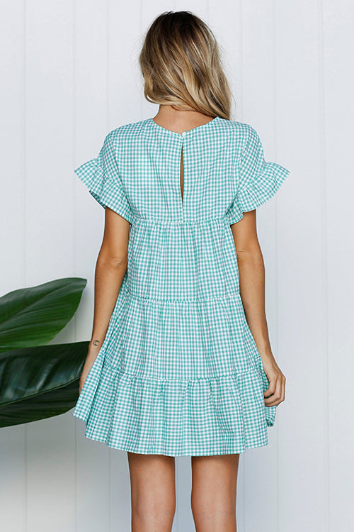 Tartan Layered Ruffle Sleeve Baby Dress - 3 Colors