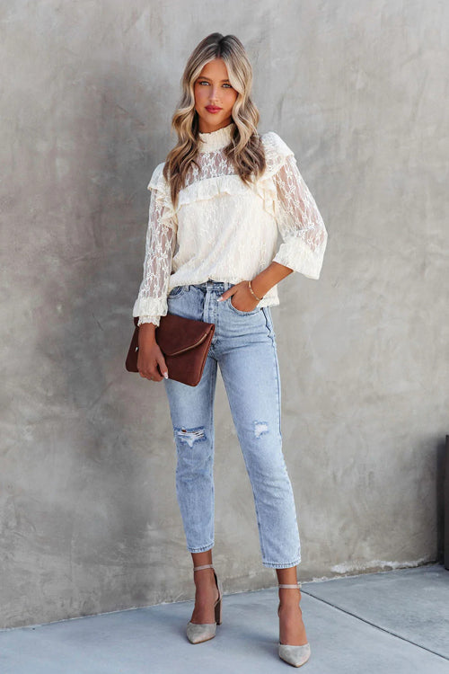 Couldn't Be Better Lace Ruffled Top - 3 Colors