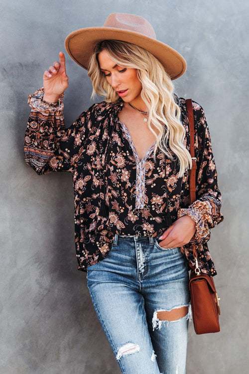 Giving Gorgeous Boho Print Long Sleeve Top