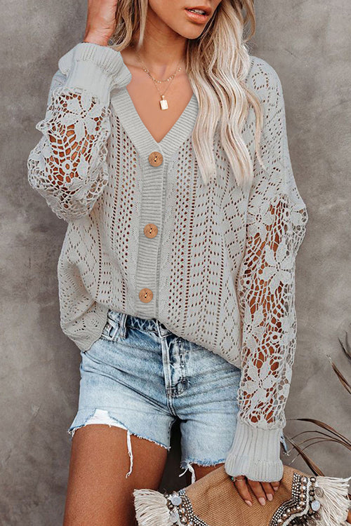 Feeling Your Best Hollow-Out Crochet Sweater Cardigan - 5 Colors