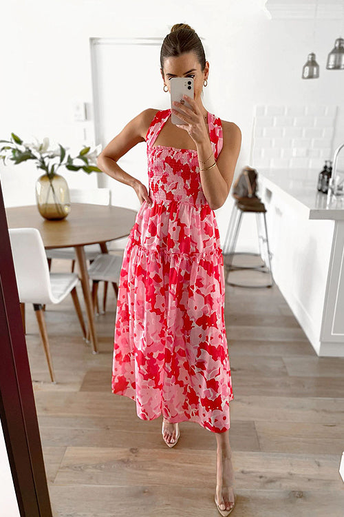 Lost In Love Printed Backless Maxi Dress