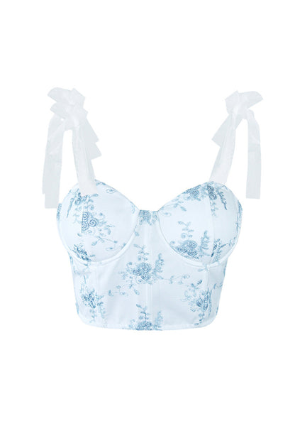 Better Your Self Floral Embroidered Bustier Corset Crop Top