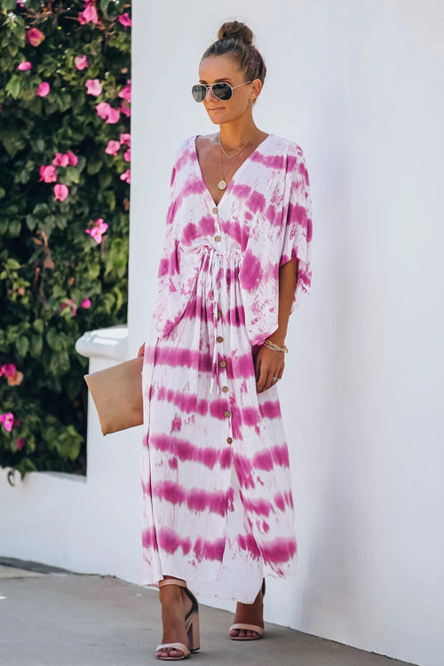 pink and white tie dye maxi dress Final Sale Plus Size Bodycon Maxi Dress in Pink & White Tie Dye Chic And Curvy