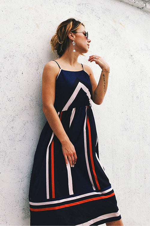 Spaghetti Stripe Midi Dress