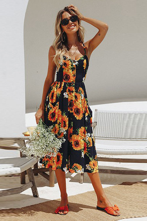Sunflower Fit&Flare Print Midi Dress - 9 Colors