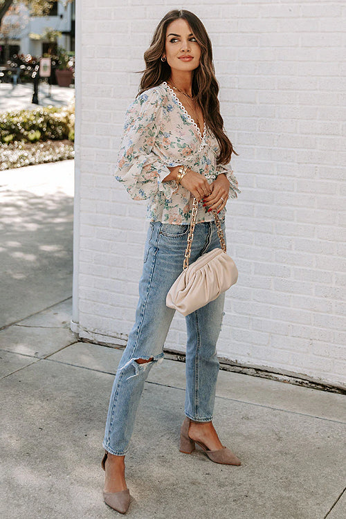 Romantic Vibes Floral Crochet Peplum Top