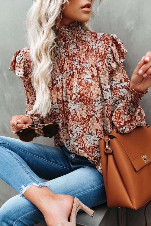 Sipping On Love Printed Smocked Top