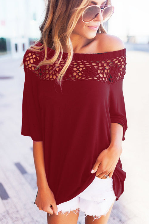 Hollow-out Casual Blouse - 4 Colors