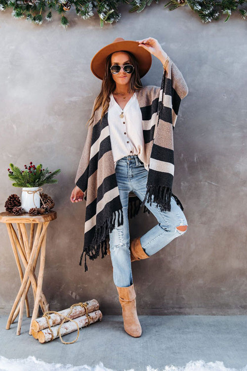 Weekend Chiller Striped Tassel Knit Cardigan - 2 Colors