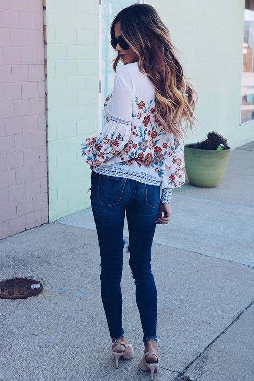 Going Out Vibes Floral Printed Smocked Top