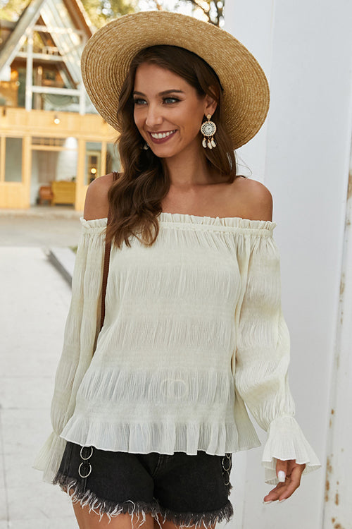 Taking It Easy Off Shoulder Pleated Top - 3 Colors