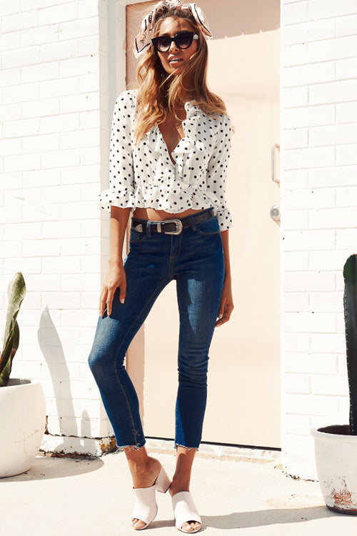 Upstage Polka Dot Ruffle Shirt - 2 Colors