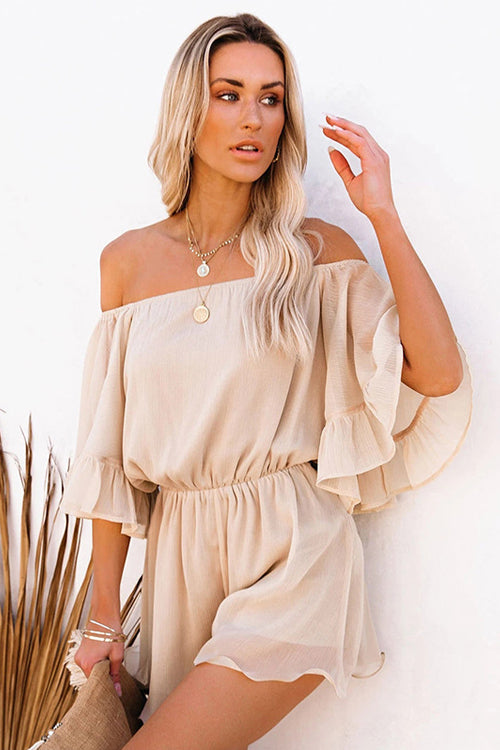 Lovely Disposition Ruffled Off The Shoulder Romper - 2 Colors