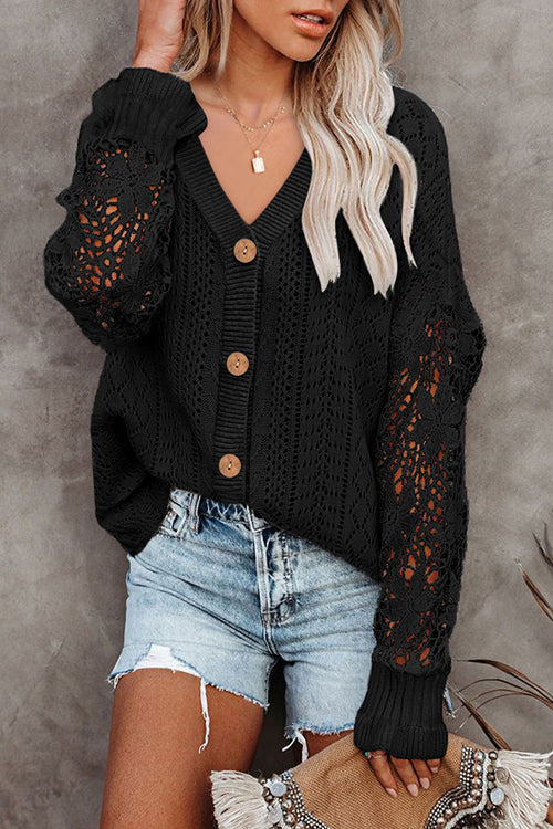 Feeling Your Best Hollow-Out Crochet Sweater Cardigan - 5 Colors