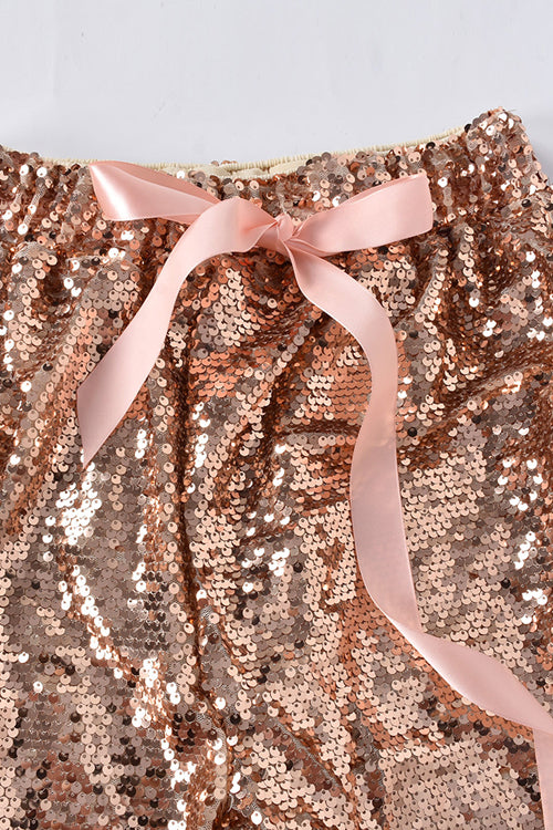 Holiday Ready Golden Sequin Bowknot Pants - 3 Colors