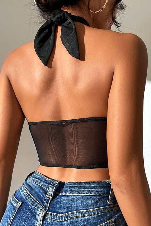 Meet Me Out Tonight Halter Neck Backless Bustier Crop Top - 2 Colors