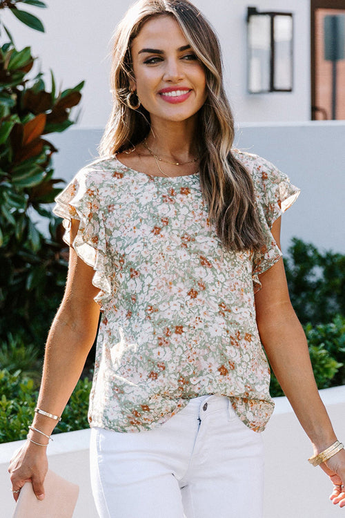Blossoming Style Printed Short Sleeve Top - 2 Colors