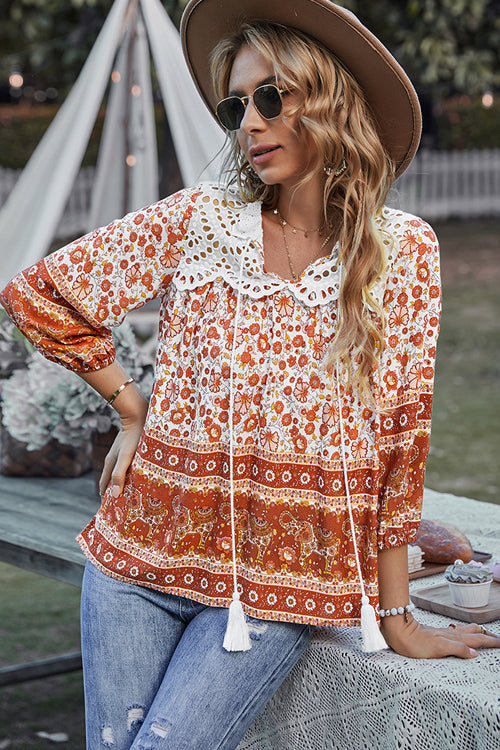 In The Summer Lace Boho Print Top - 3 Colors