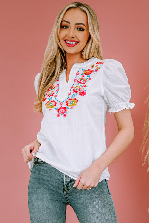 Babe Vibes Floral Embroidered Short Sleeve Top - 2 Colors