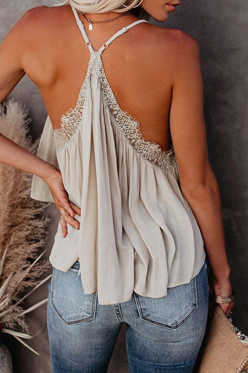 You And Tie Backless Lace Cami Top - 2 Colors