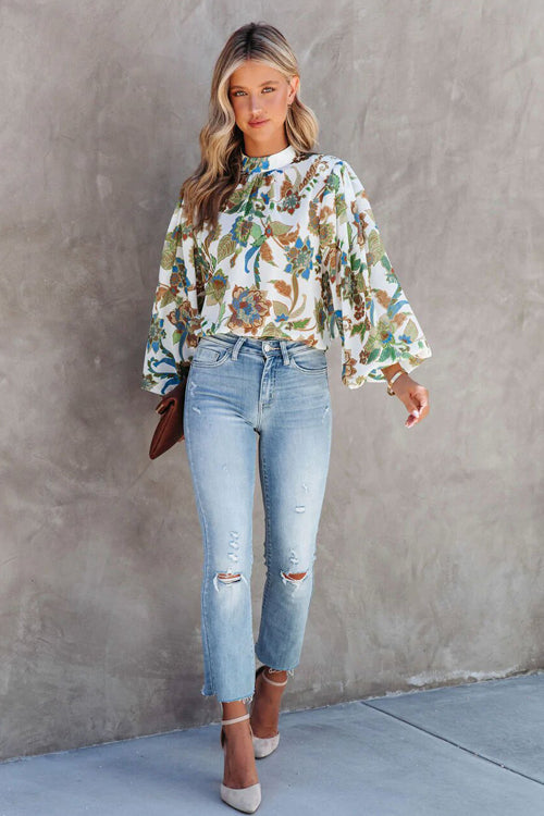 You're Gorgeous Floral Print Long Sleeve Top